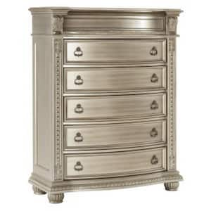 Silver 5-Drawer 45 in. W Dresser without Mirror