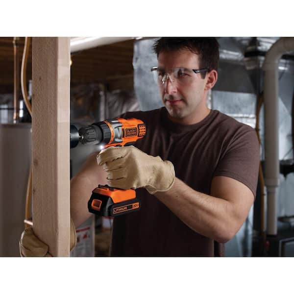 BLACK+DECKER 20V MAX Lithium-Ion Cordless Drill/Driver, (1) 1.5Ah Battery,  and Charger LDX220C - The Home Depot