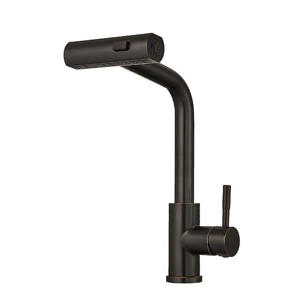 Oil Rubbed Bronze Single Handle 304 Stainless Steel Waterfall Pull Out Sprayer Kitchen Faucet with 360° Swivel