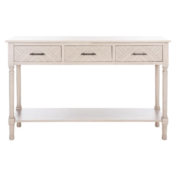 SAFAVIEH Peyton 47.3 in. Greige Rectangle Wood Console Table with Drawer
