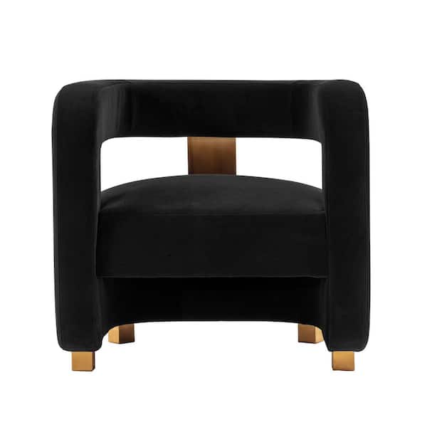 Manhattan Comfort Amirah Black Modern Velvet Upholstered Accent Chair
