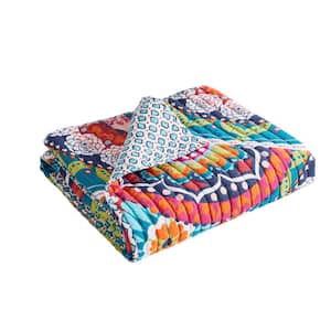 Serendipity Multi-Color Floral Mandala Quilted Cotton Throw Blanket