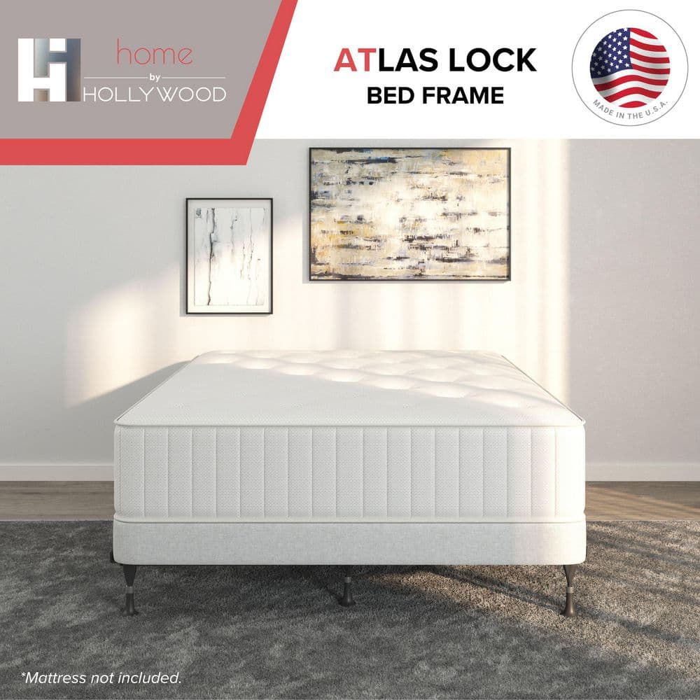 Adjustable Black Metal Twin/Full Bed Frame with Glides