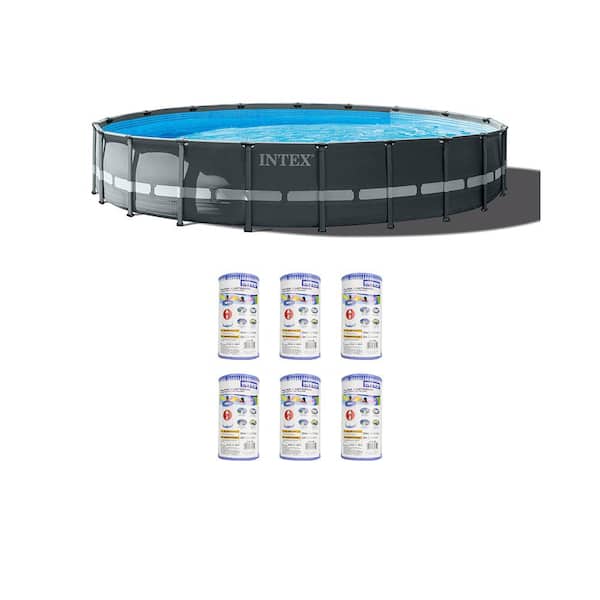 Intex 20 ft. x 48 in. Above Ground Swimming Pool Set with Pump, Ladder and 6-Pool Filter
