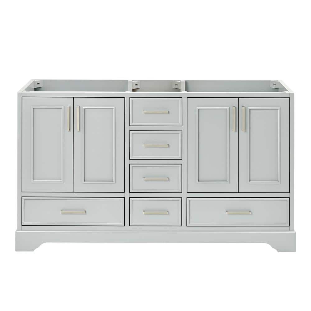 Stafford 61" Light Gray Wood Double Freestanding Vanity Cabinet