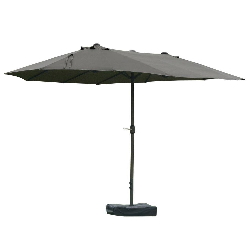 15 ft. x 8 ft. Steel Push-Up Patio Market Umbrella with Base, Sun Protection and Easy Crank in Grey price history on PriceWatchPro