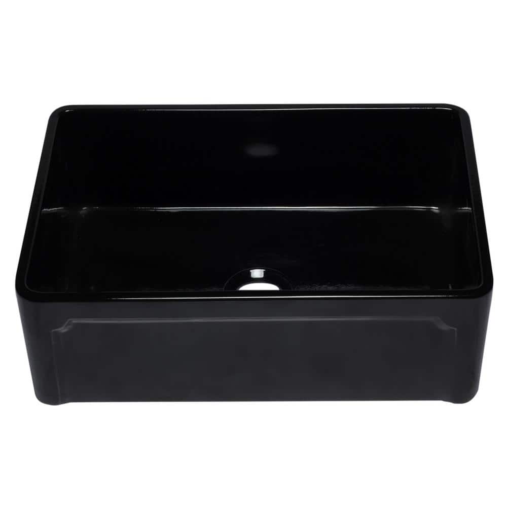 30'' Black Gloss Fireclay Farmhouse Single Bowl Kitchen Sink