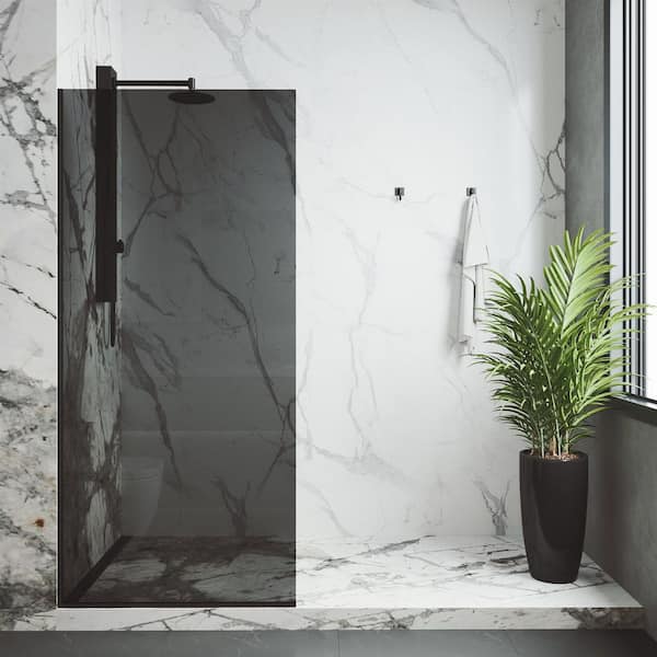 VIGO Zenith 34 in. W x 74 in. H Frameless Fixed Shower Screen Door