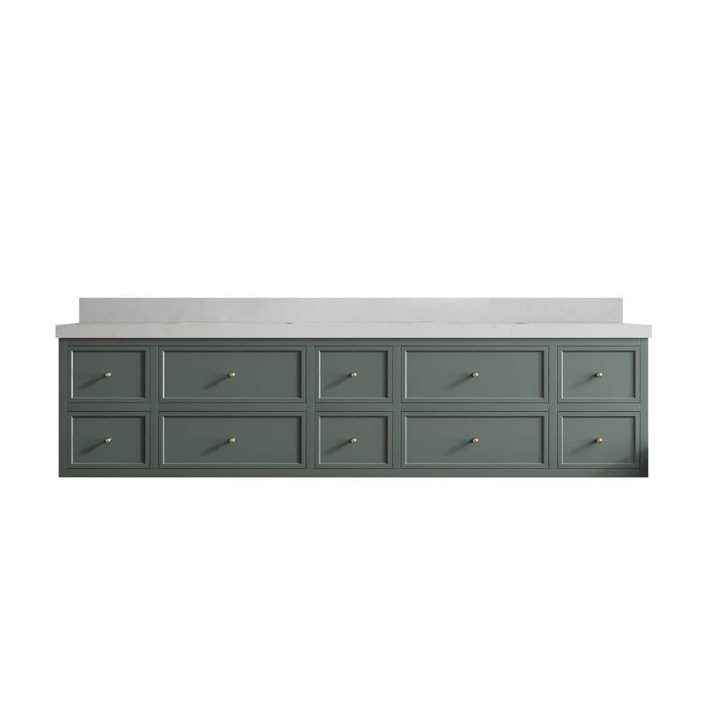 Roswell 84 in. W x 22 in. D x 36 in. H Double Sink Bath Vanity in Pewter Green with 2 in. Carrara qt. Top price history on PriceWatchPro