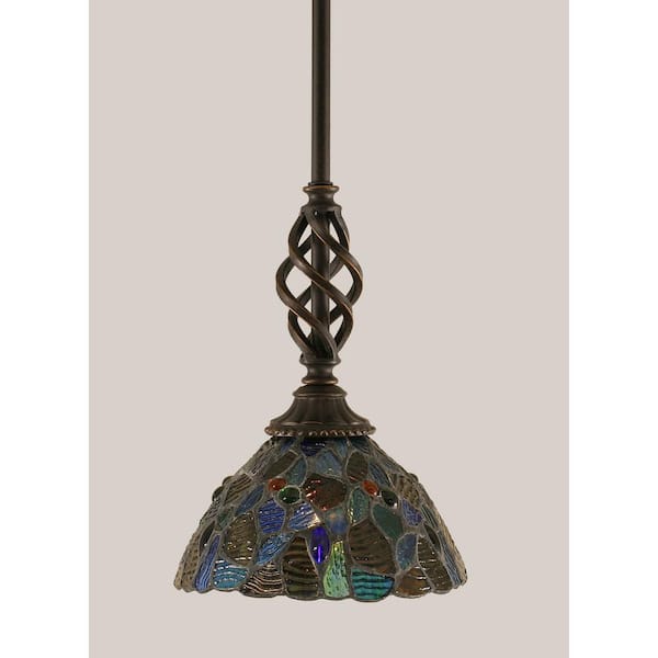 Unbranded Bridgewater 100 W 1-Light Dark Granite Standard Mini Pendant Light with Glass Shade