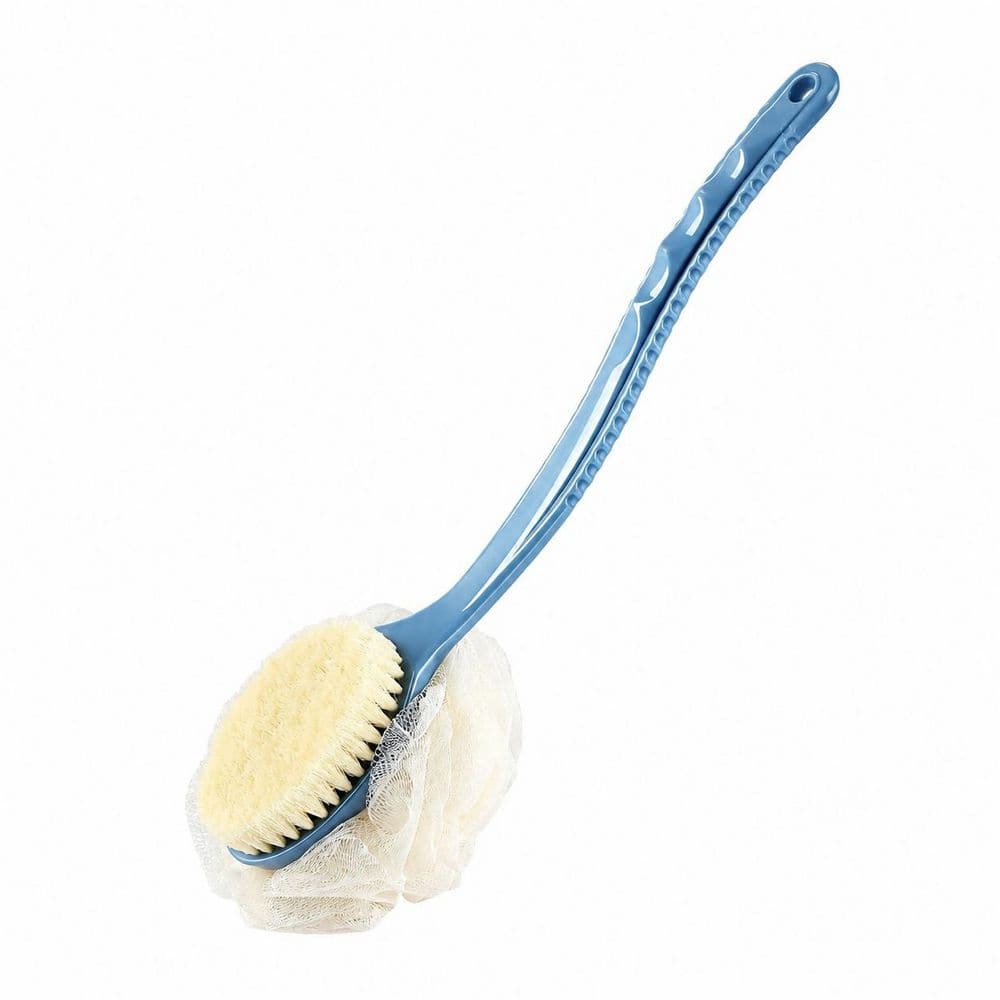 Curved Long Handle Blue Shower Body Brush with Bristles and Mesh Loofah Sponge, 2-in-1 Bath Accessory price history on PriceWatchPro