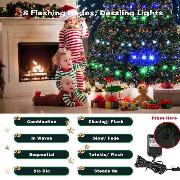 Costway 6 ft. Pre-Lit Artificial Christmas Tree Fiber Optic