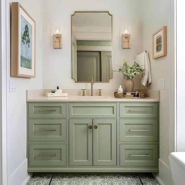 Modern Bell Wall Sconce Light, Loe 1-Light Brass Gold Torch Bathroom Vanity Light with Seeded Glass Shade