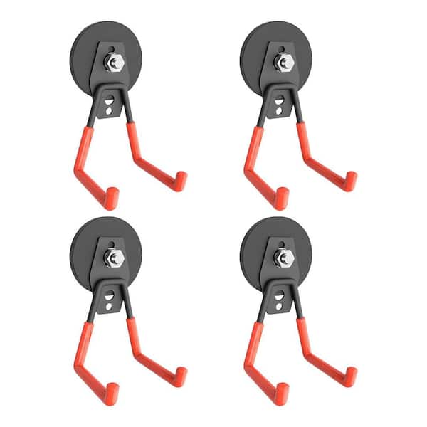 Orange Magnetic Storage Hook Heavy Duty Metal Garage Hook for Power Drill Garden Tools Hose Pegboard 4 Pack