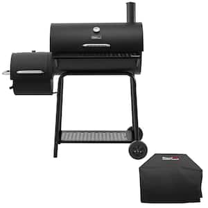 Charcoal Grill with Offset Smoker in Black Plus A Cover