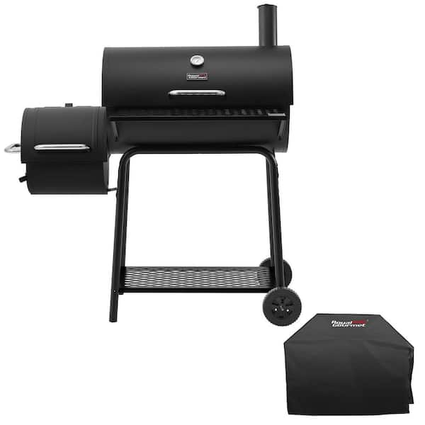 Charcoal Grill with Offset Smoker in Black Plus A Cover