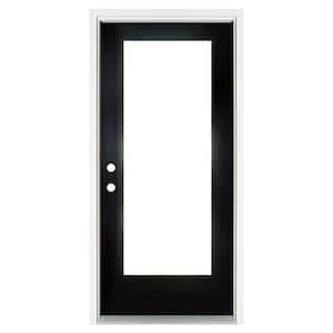 36 in. x 80 in. Right-Hand Inswing Full-Lite Low-E Glass Black Finished Fiberglass Prehung Front Door
