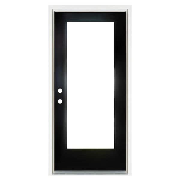 MP Doors 36 in. x 80 in. Right-Hand Inswing Full-Lite Low-E Glass Black Finished Fiberglass Prehung Front Door