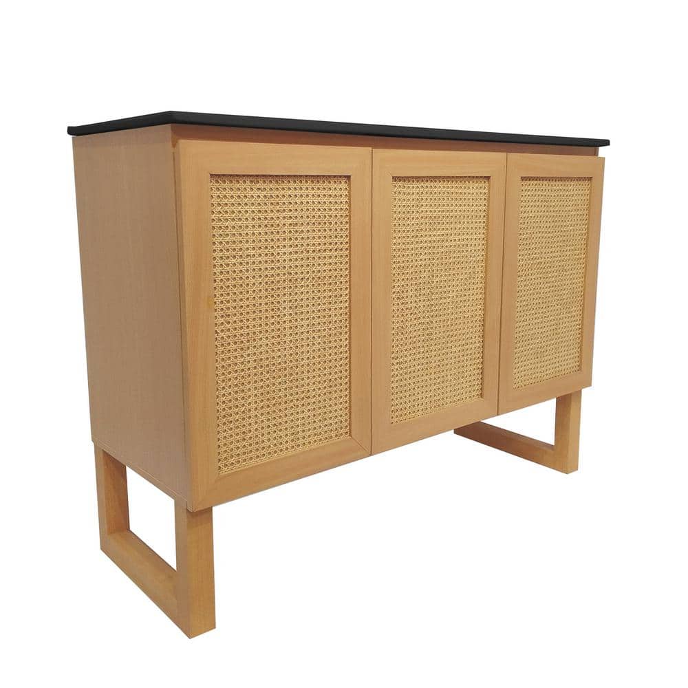 Arles 48" Natural Oak Bathroom Vanity with Black Ceramic Sink Top