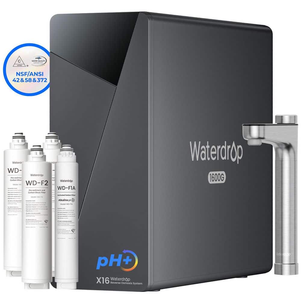 X16-Alkaline RO Water Filter, NSF/ANSI Certified, 1600 GPD RO System, 11-Stage Filtration, UnderSink, 3:1 Pure to Drain