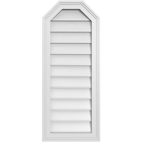 Ekena Millwork 14 in. x 34 in. Octagonal Top Surface Mount PVC Gable Vent: Decorative with Brickmould Frame