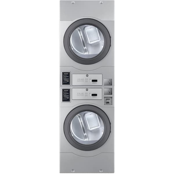 Crossover Commercial Laundry 7 cu. ft. Grey Stainless Steel Stacked Electric Dryer Coin-Operatedand Free Use