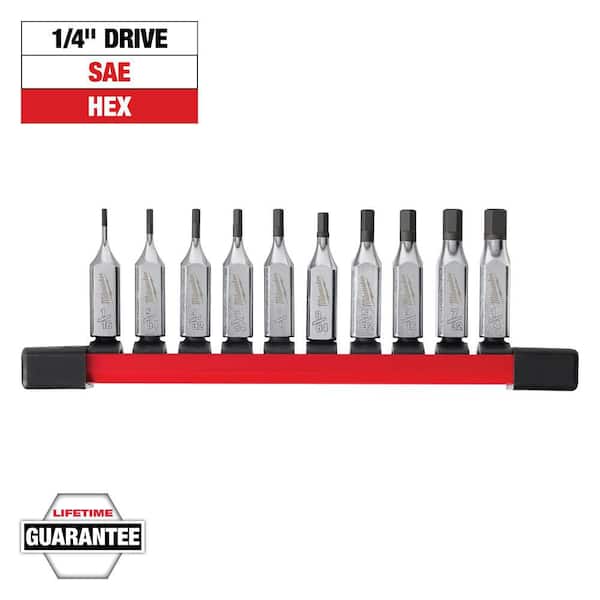 1/4 in. Drive SAE Hex Bit Socket Set (10-Piece)