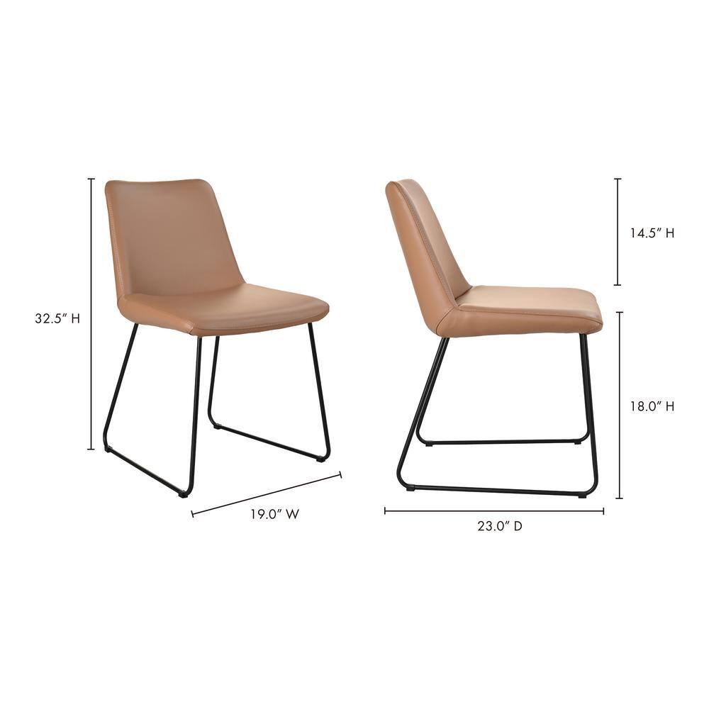 Villa Light Brown Leather Upholstered Dining Chair Set