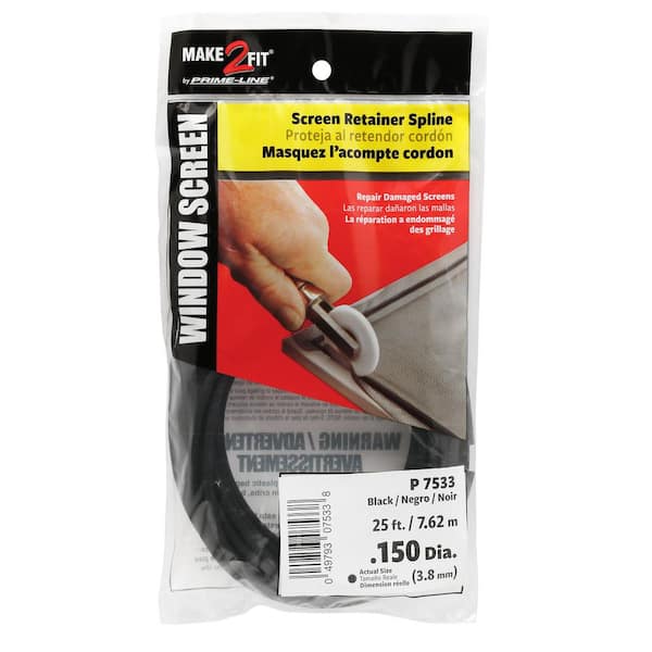 Screen Retainer Spline, 0.150 in., 25 ft., Black