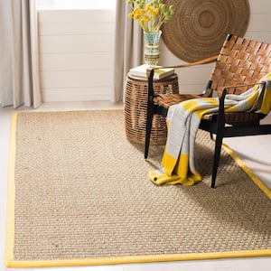 Natural Fiber Beige/Gold Doormat 2 ft. x 3 ft. Border Area Rug