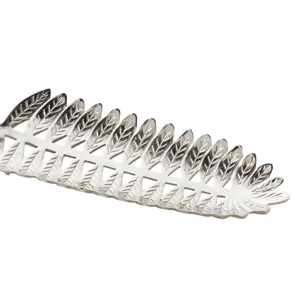 Silver Aluminum Leaf Shaped Decorative Tray Set