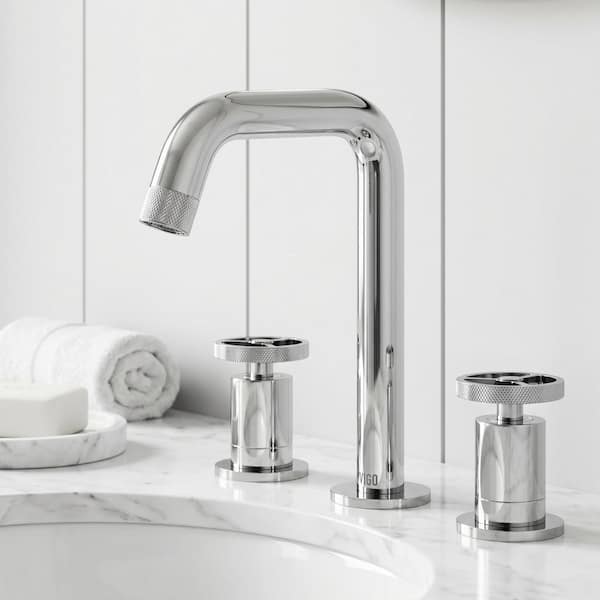 VIGO Cass 8 in. Widespread Double Handles Faucet in Chrome