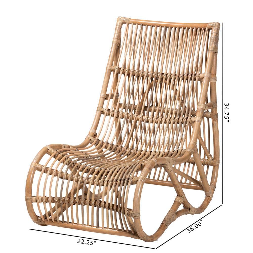 Genera Natural Brown Handcrafted Bamboo Rattan Accent Chair