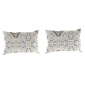 18 in. L x 12 in. W x 4 in. T Rave Grey Outdoor Lumbar Throw Pillow (2-Pack)