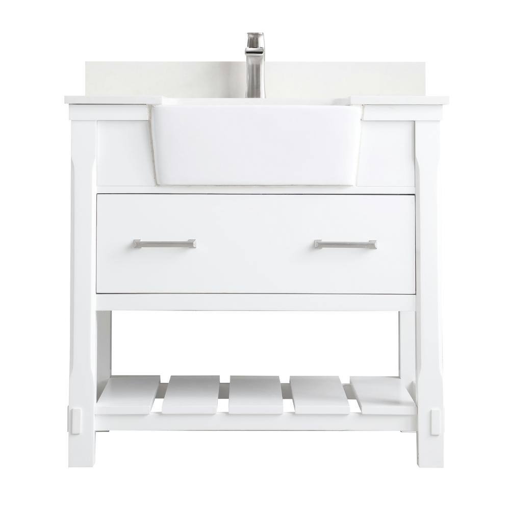 Altair Georgia 36 In Bathroom Vanity In White With Composite Carrara 
