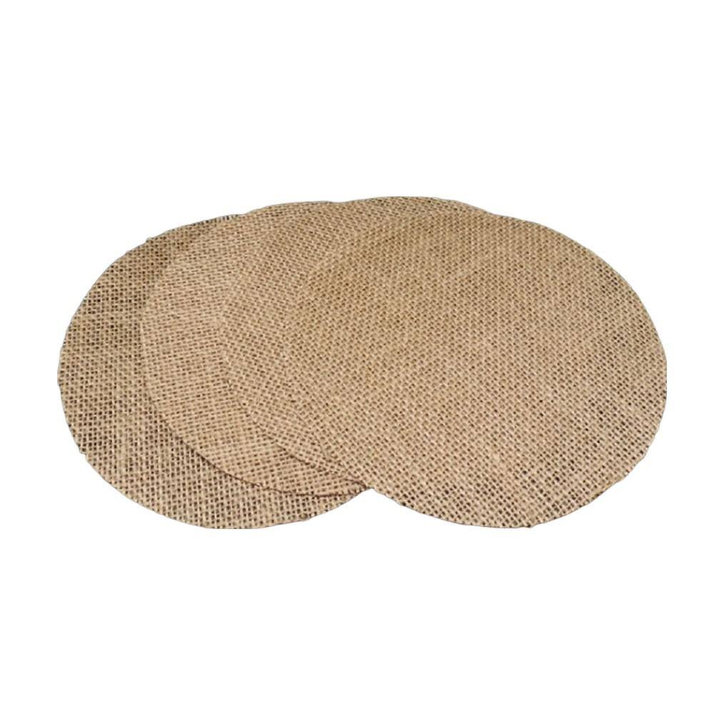 Wellco 6 in. x 6 in. Round Natural Burlap placemat For Dining Room