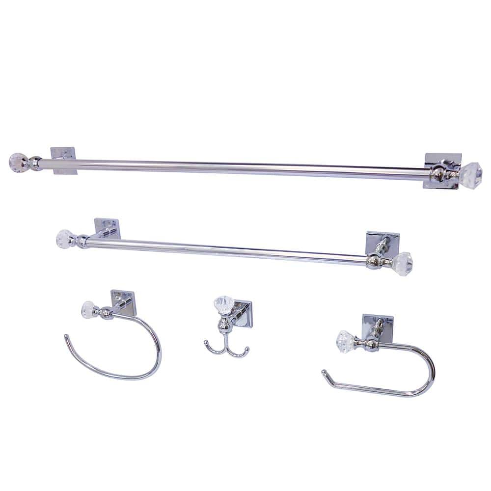 Square Crystal 5-Piece Bath Hardware Set in Chrome price history on PriceWatchPro