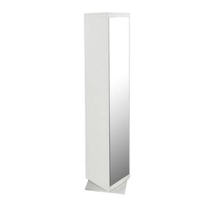 14x63 Rotating Storage Tower Cabinet with Full Length Mirror, White