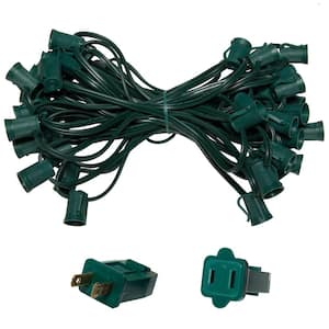 50 ft. C9/E17 Green Wire Socket Stringer with 12 in. Spacing