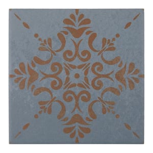 Moroccan Concrete Blue Gray 8 in. x 8 in. Glazed Porcelain Decorative Floor and Wall Tile Sample