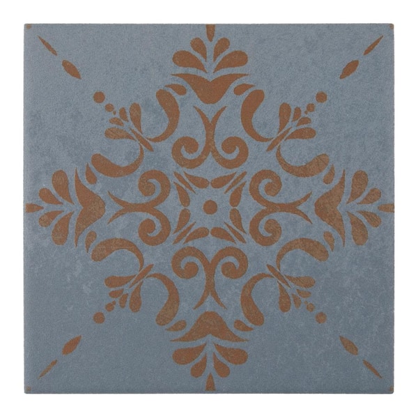 Marazzi Moroccan Concrete Blue Gray 4 in. x 4 in. Glazed Porcelain Decorative Floor and Wall Sample Tile
