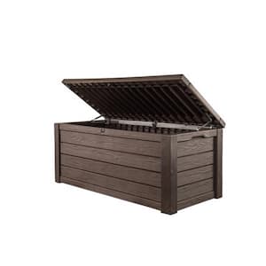 Eastwood 150 Gal. Large Durable Resin Plastic Deck Box Outdoor Storage For Patio Lawn and Garden, Brown