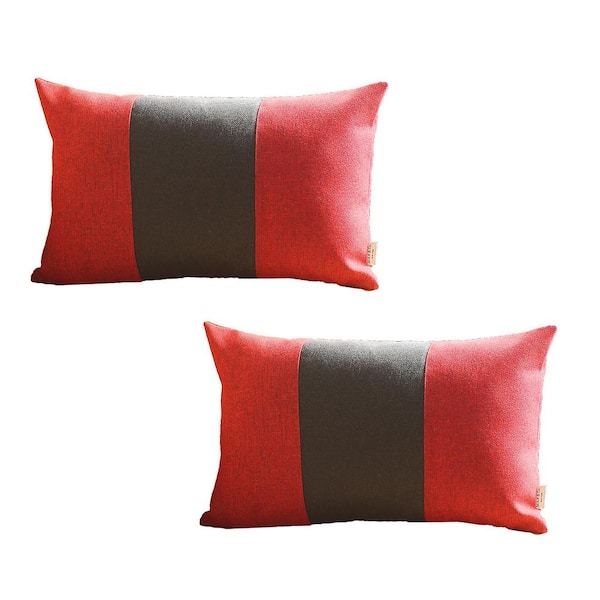 MIKE & Co. NEW YORK Boho-Chic Handcrafted Jacquard Red And Black 12 in. x 20 in. Lumbar Solid Throw Pillow Cover Set of 2