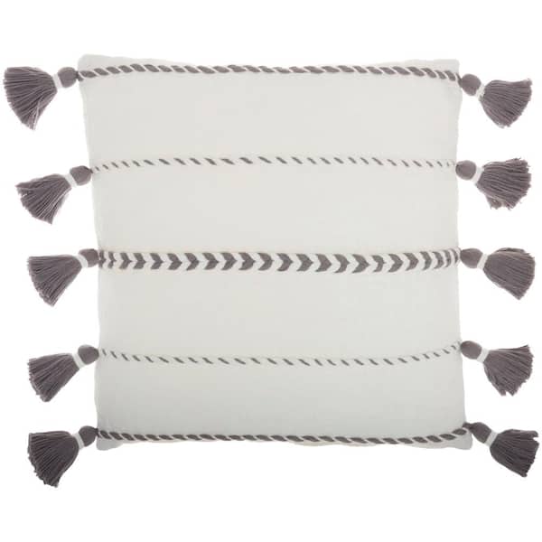 Mina Victory Lifestyles Gray Striped 20 in. x 20 in. Throw Pillow