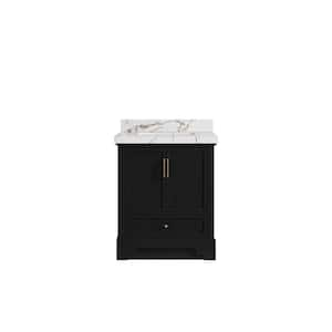 Alys 30 in. W x 22 in. D x 36 in. H Single Sink Bath Vanity Center in Black with 2 in. Viola Brown Top