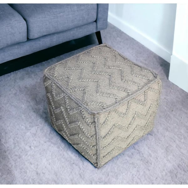 Gray Wool Specialty Cube Ottoman