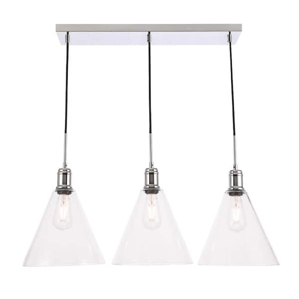 Timeless Home Hansen 3 Light Pendant In, How To Clean Clear Glass Light Fixtures