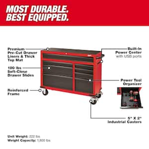 46 in. 8-Drawer Roller Cabinet Tool Chest in Red/Black Textured
