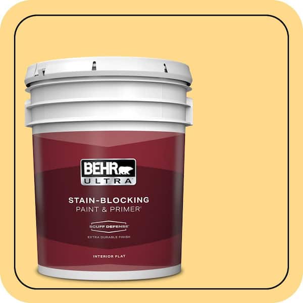 BEHR ULTRA 5 gal. #P260-4 Banana Mania Extra Durable Flat Interior Paint & Primer