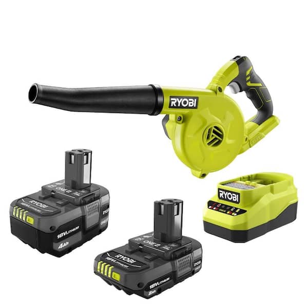 ONE+ 18V Lithium-Ion Kit with 2.0 Ah and 4.0 Ah Batteries, Charger, and ONE+ 18V Cordless Compact Workshop Blower